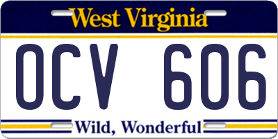 WV license plate OCV606