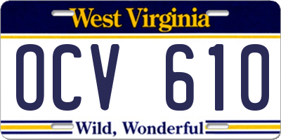 WV license plate OCV610