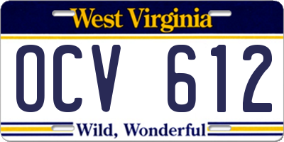 WV license plate OCV612