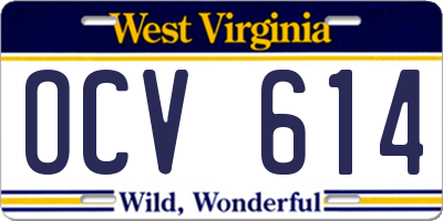 WV license plate OCV614