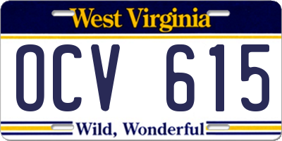 WV license plate OCV615