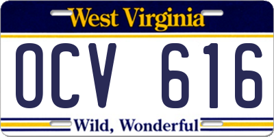 WV license plate OCV616