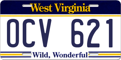 WV license plate OCV621