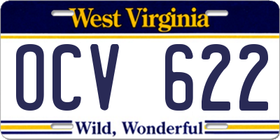 WV license plate OCV622