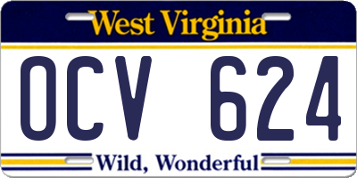 WV license plate OCV624