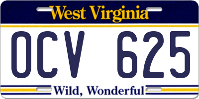 WV license plate OCV625