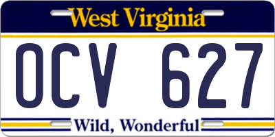 WV license plate OCV627