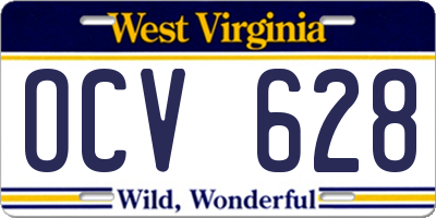 WV license plate OCV628