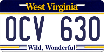 WV license plate OCV630