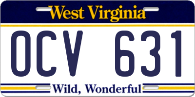 WV license plate OCV631