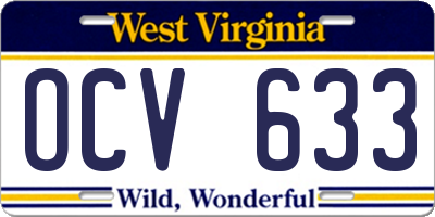 WV license plate OCV633