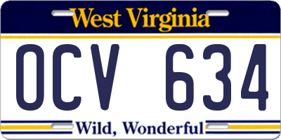 WV license plate OCV634