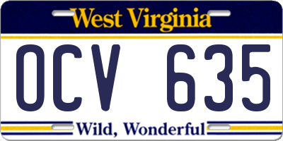 WV license plate OCV635