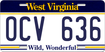 WV license plate OCV636