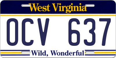 WV license plate OCV637