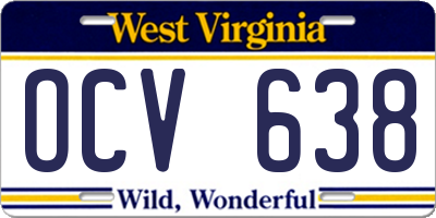WV license plate OCV638