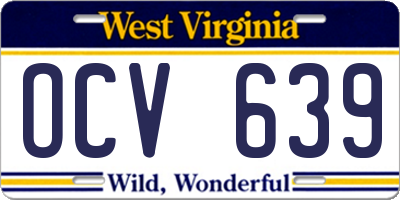 WV license plate OCV639