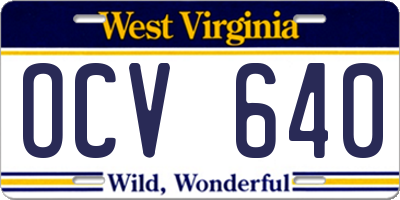 WV license plate OCV640