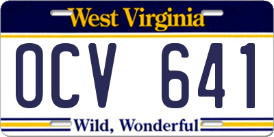WV license plate OCV641