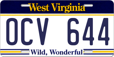 WV license plate OCV644