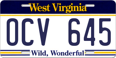 WV license plate OCV645