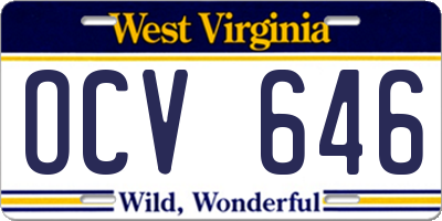 WV license plate OCV646