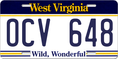 WV license plate OCV648
