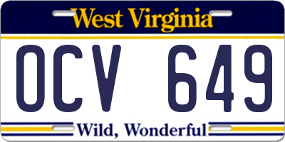 WV license plate OCV649