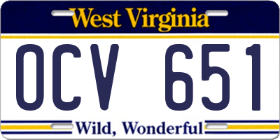 WV license plate OCV651