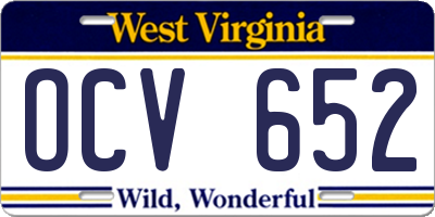 WV license plate OCV652
