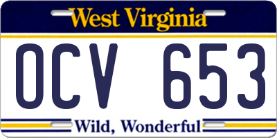 WV license plate OCV653