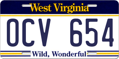 WV license plate OCV654