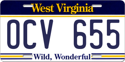 WV license plate OCV655