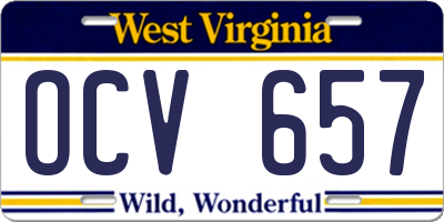 WV license plate OCV657