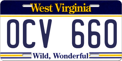 WV license plate OCV660