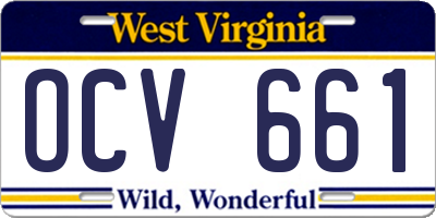 WV license plate OCV661