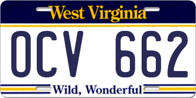 WV license plate OCV662