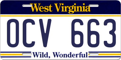 WV license plate OCV663