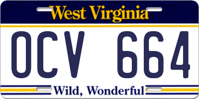 WV license plate OCV664