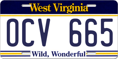 WV license plate OCV665