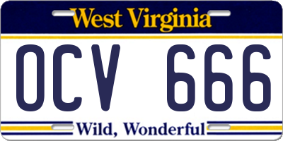 WV license plate OCV666