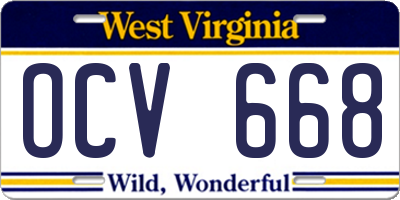 WV license plate OCV668