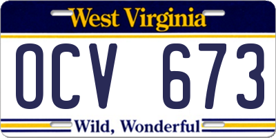 WV license plate OCV673