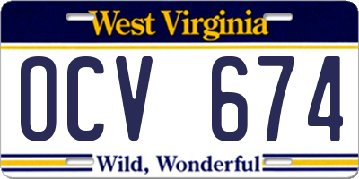 WV license plate OCV674