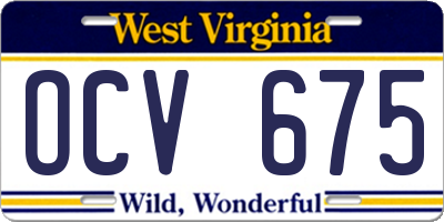 WV license plate OCV675