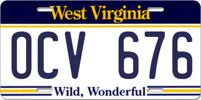 WV license plate OCV676