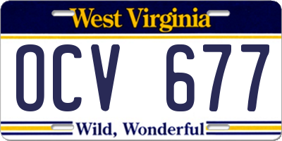 WV license plate OCV677