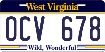 WV license plate OCV678