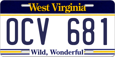 WV license plate OCV681