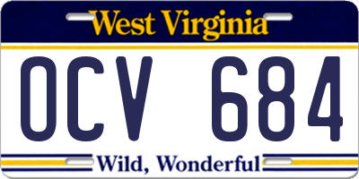 WV license plate OCV684